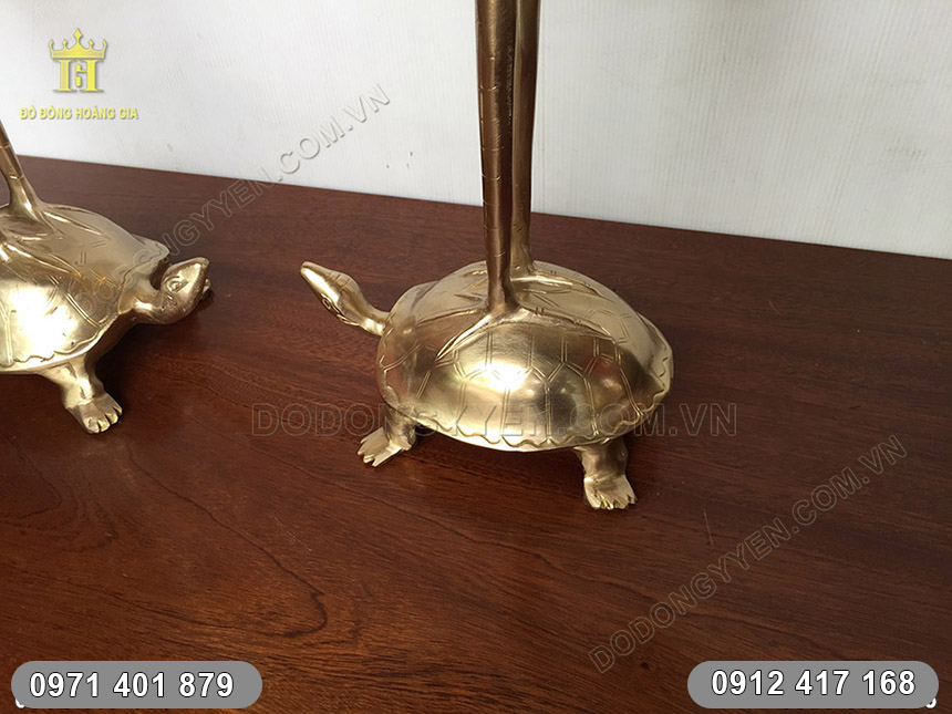 đ&ocirc;i hạc đ&uacute;c bằng đồng v&agrave;ng 75cm
